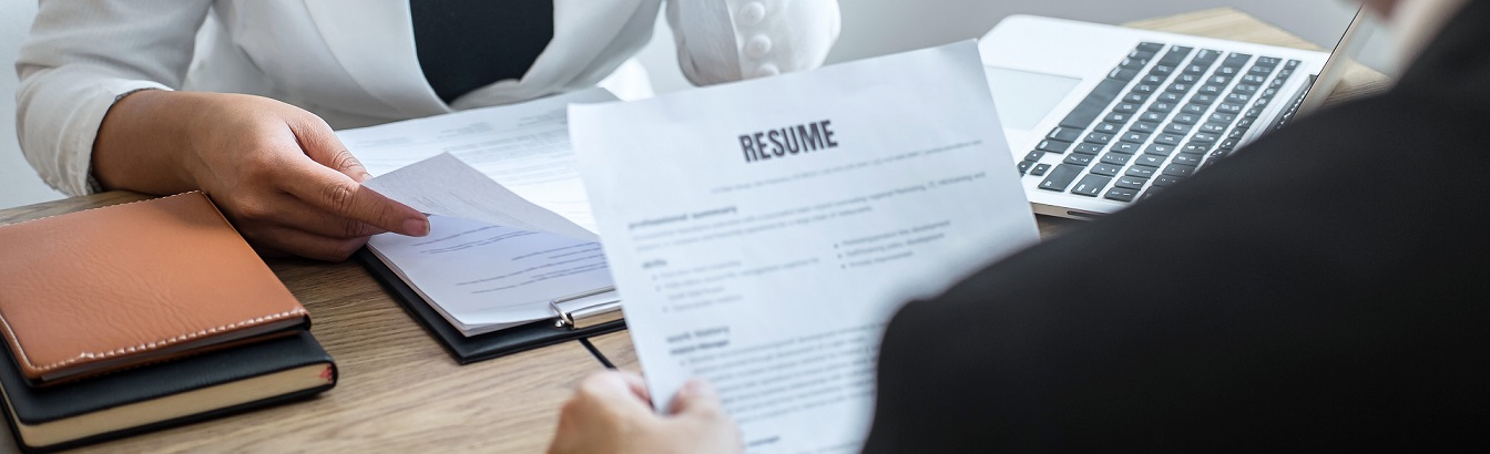 Employer arriving for a job interview, businessman listen to can Employer arriving for a job interview, businessman listen to candidate answers explaining about his profile and colloquy dream job, manager sitting in job Interview talking in office.